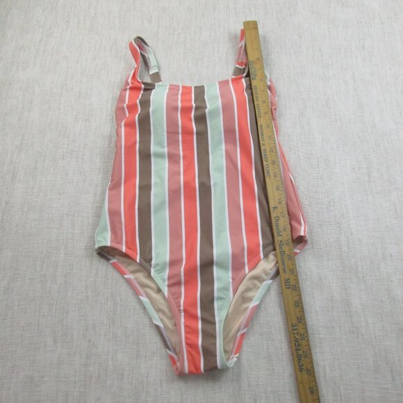 Kona Sol One Piece Swimsuit Womens Medium Multi Stripe Coverage Adjustable Strap - Picture 10 of 11